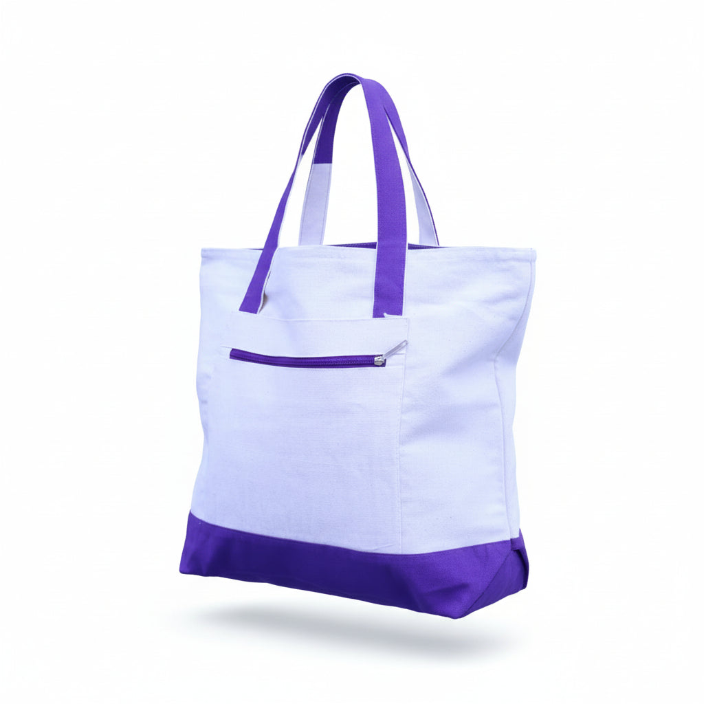 Personalized Two-Tone Embroidered Tote Bag | Monogram Canvas Carryall