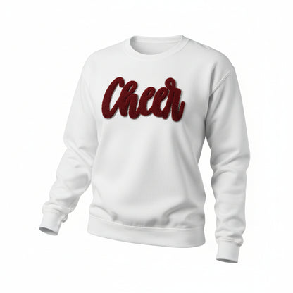 Cheer Chenille Patch Hoodie or Crew – Varsity Game Day Sweatshirt