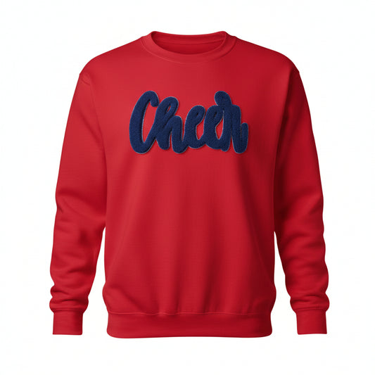 Cheer Chenille Patch Hoodie or Crew – Varsity Game Day Sweatshirt
