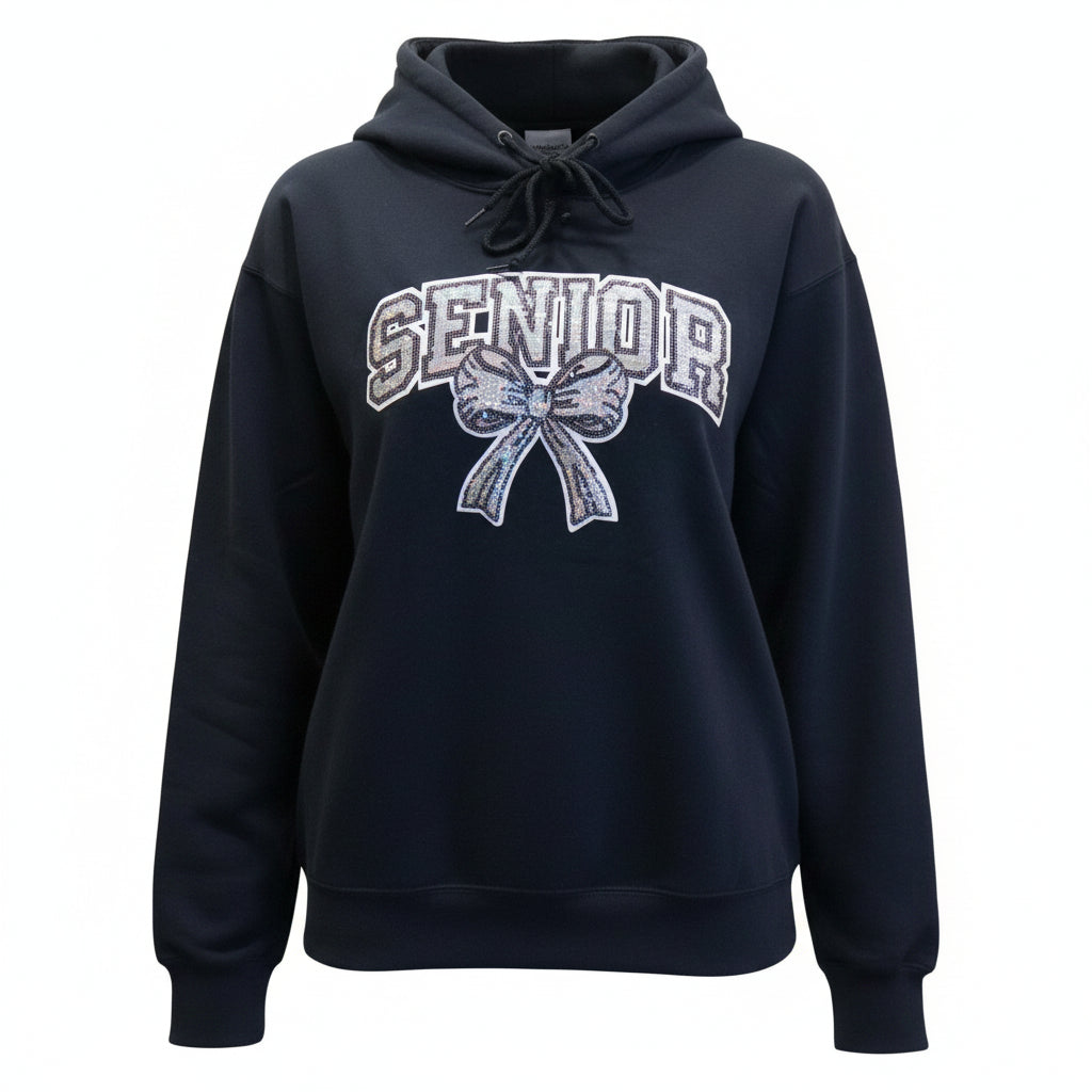 Senior Cheer Glitter Bow Hoodie