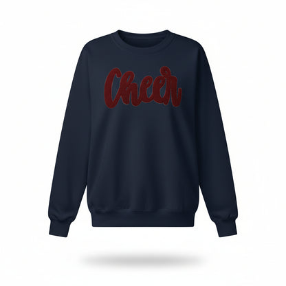 Cheer Chenille Patch Hoodie or Crew – Varsity Game Day Sweatshirt