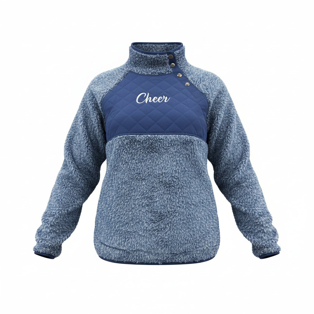 Sherpa Cheer Embroidered Button Fleece