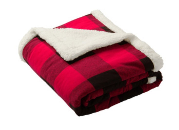 Custom Embroidered Plaid Sherpa Fleece Blanket, Family Gift (50x60")