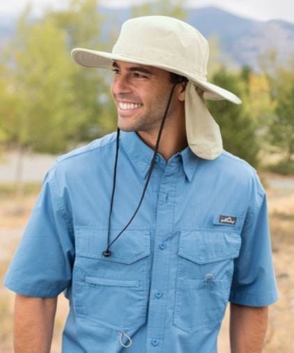 Custom Embroidered Sun Bucket Hat: Wide-Brim Outdoor Hat with Neck Shade