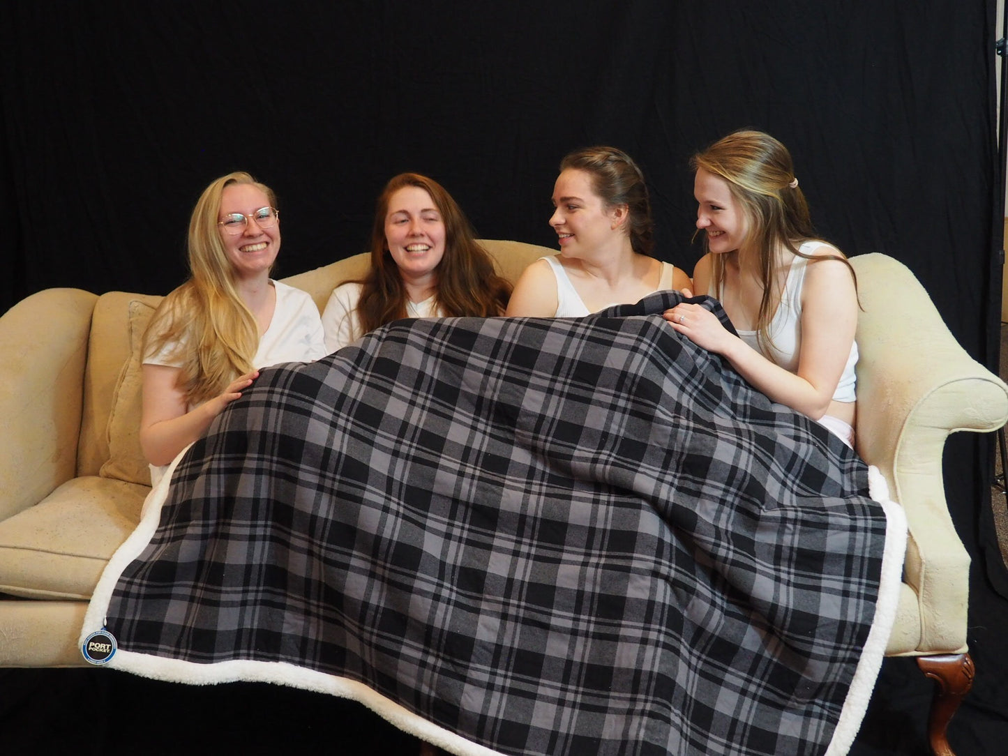 Custom Embroidered Plaid Sherpa Fleece Blanket, Family Gift (50x60")