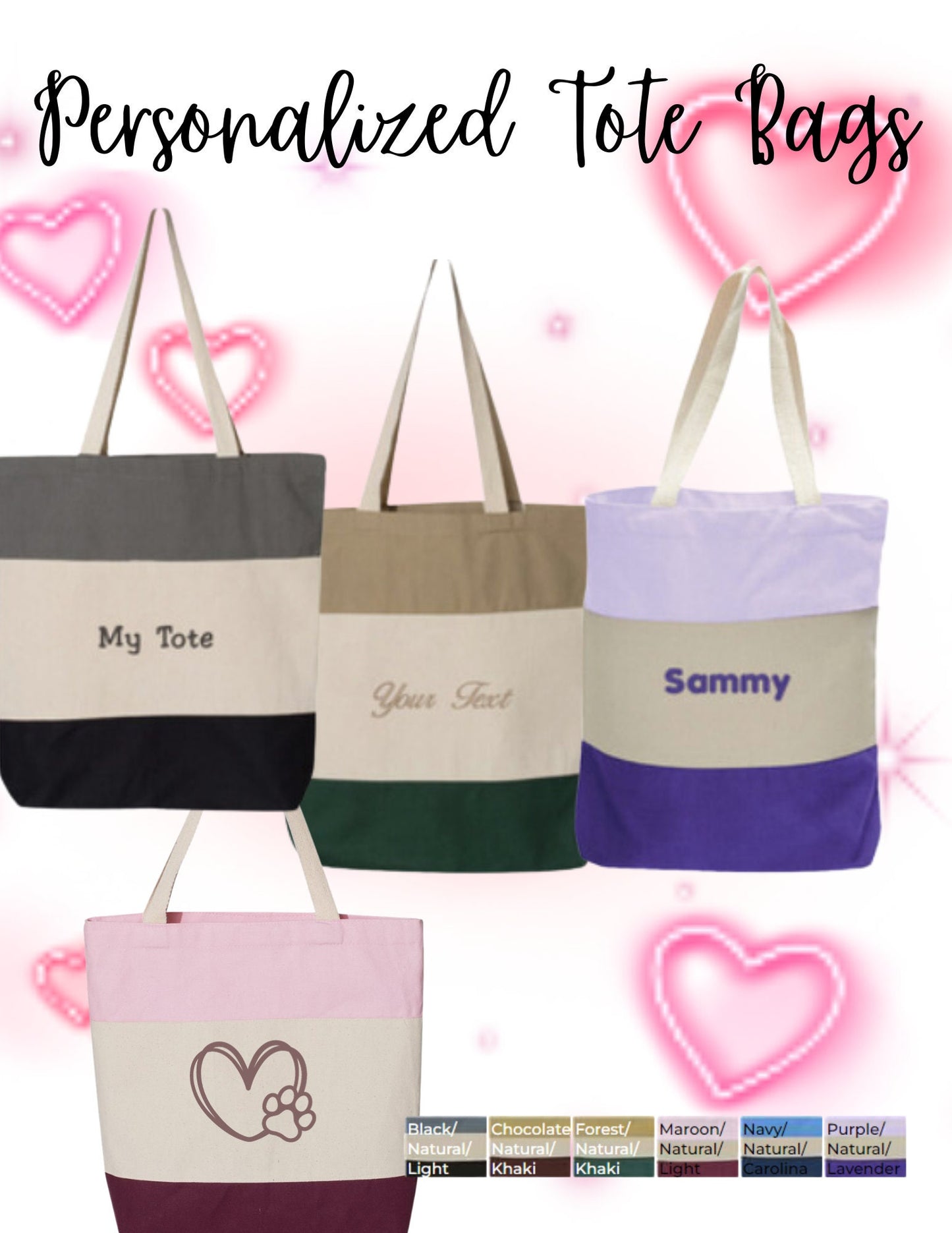 Personalized Embroidered Cotton Canvas Tote Bag - Gift for Mom