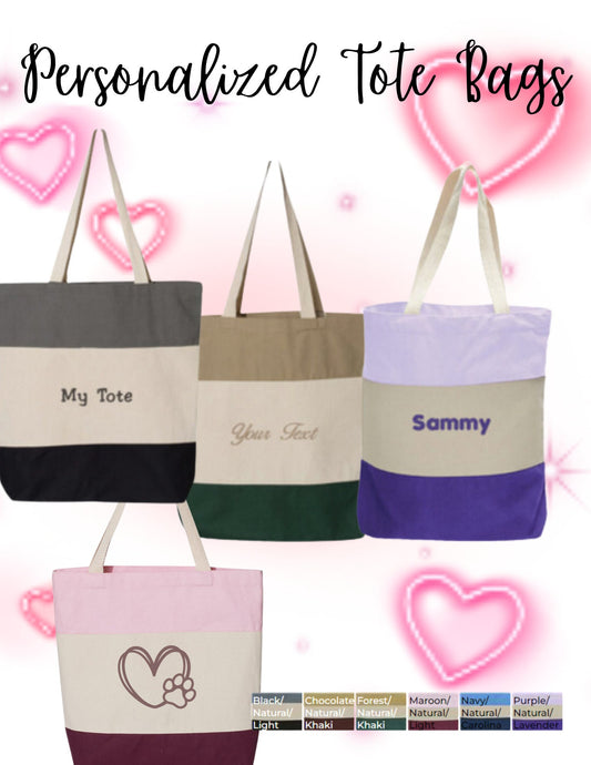 Personalized Embroidered Cotton Canvas Tote Bag - Gift for Mom