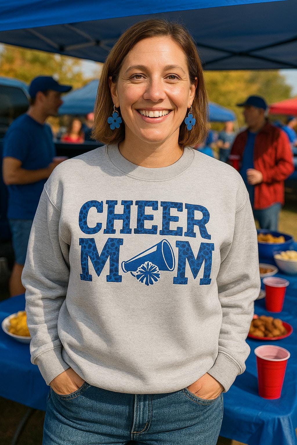 Cheer Mom Glitter Print Sweatshirt: Custom Team Colors Game Day Pullover