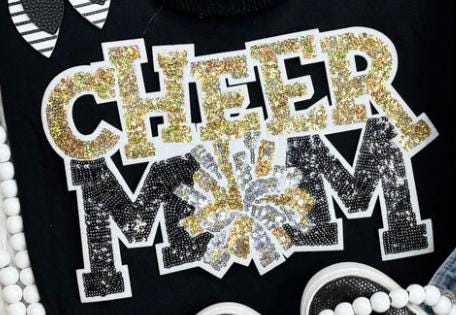 Cheer Mom Glitter Print Sweatshirt: Custom Team Colors Game Day Pullover