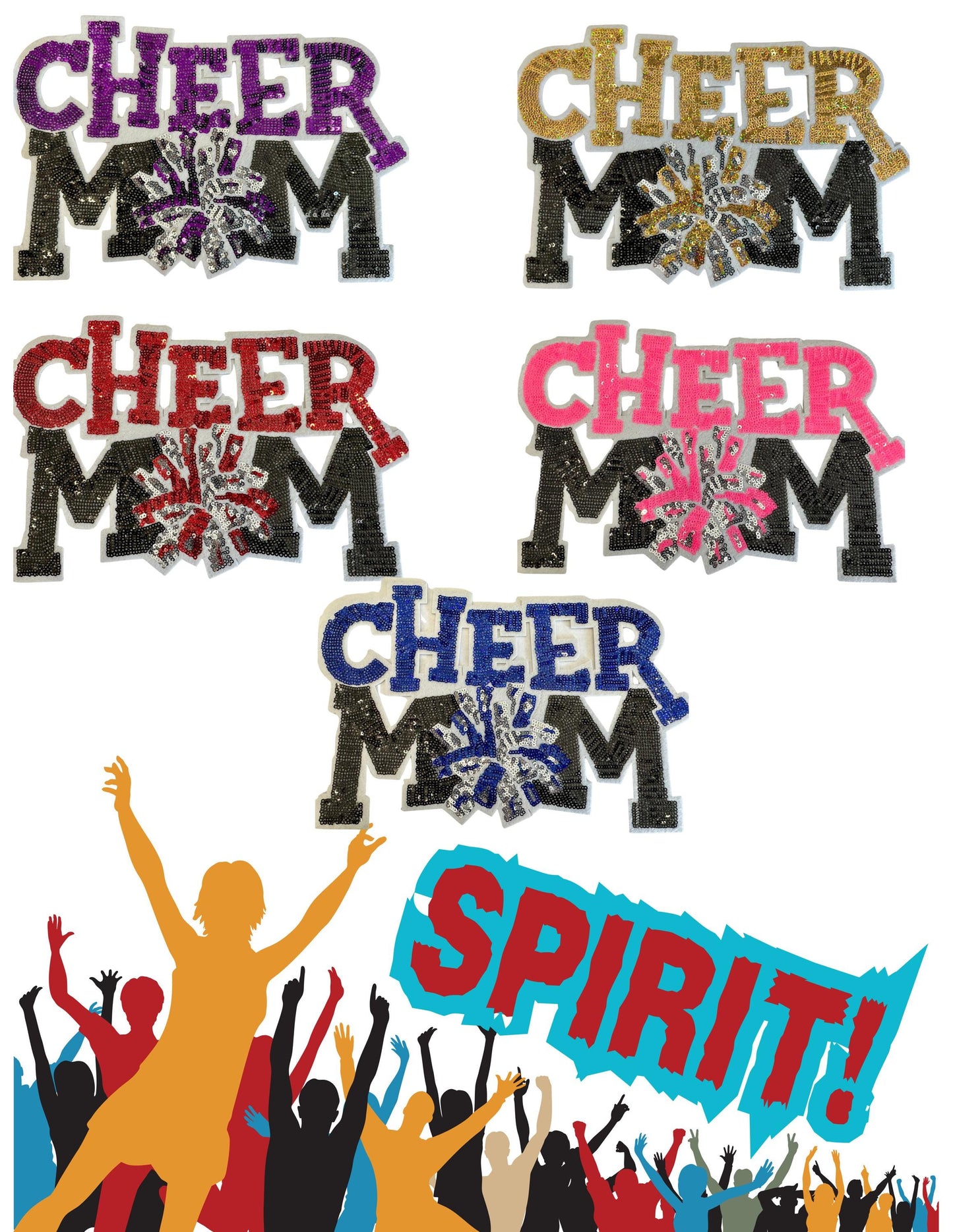 Cheer Mom Glitter Print Sweatshirt: Custom Team Colors Game Day Pullover