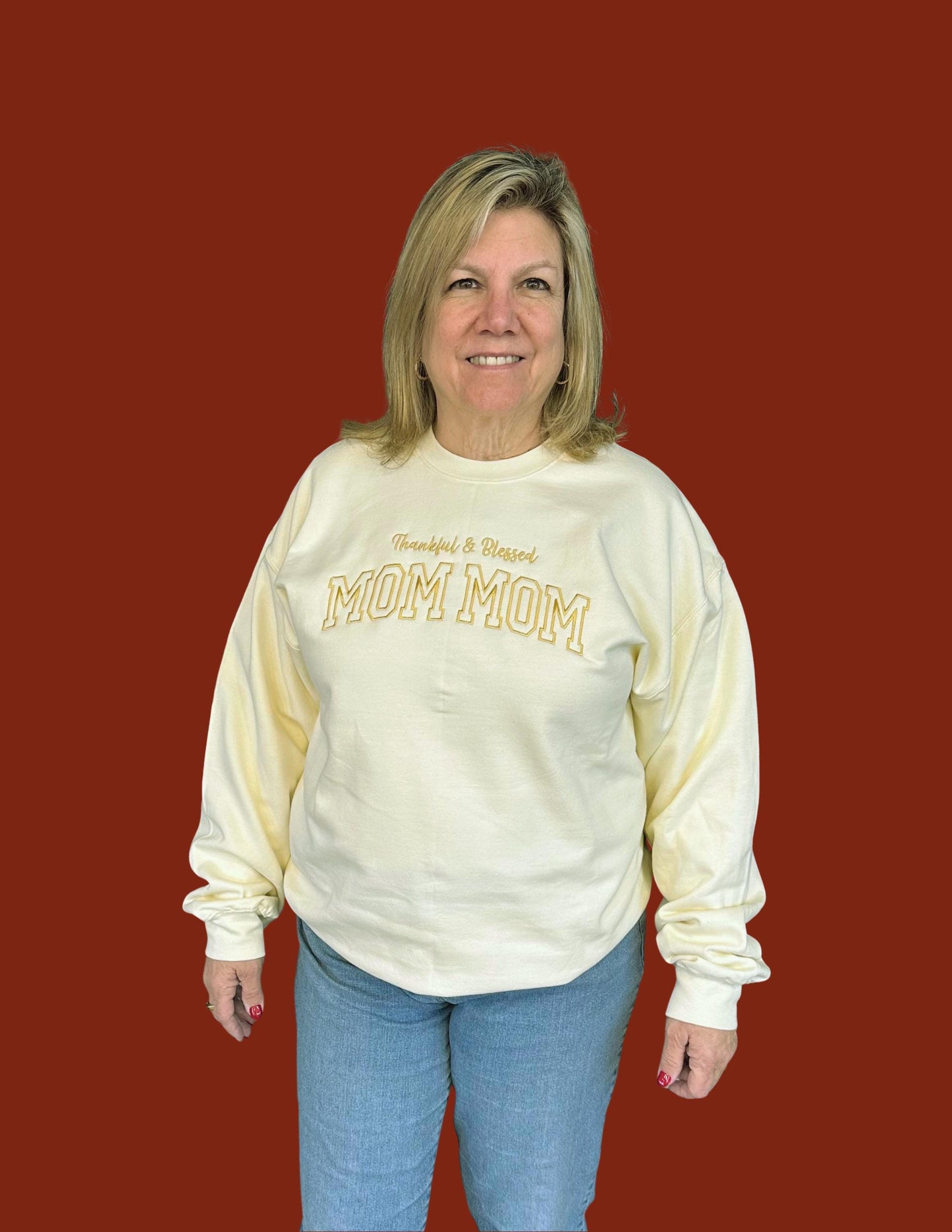 Thankful & Blessed Mom Mom Sweatshirt  Embroidered Grandma Shirt  Custom Nana Crewneck  Mothers Day Gift