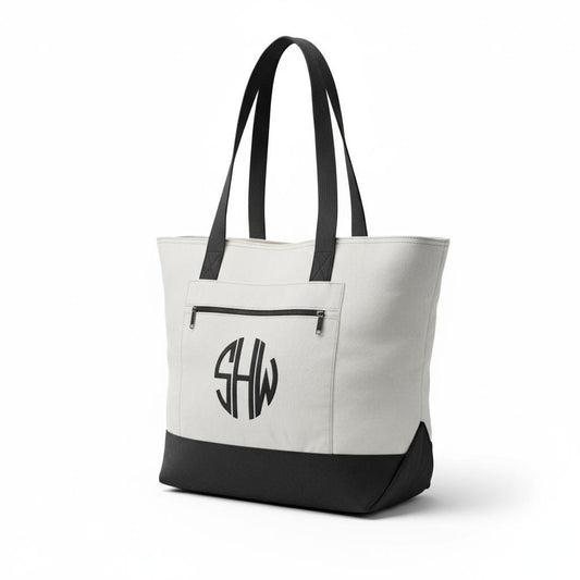 Personalized Canvas Tote Bag: Monogrammed Travel Beach Bag