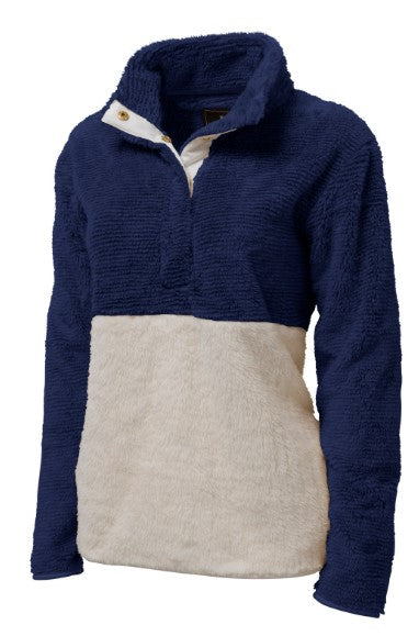 Two-Tone Cheer Embroidered Sherpa Button  Fleece